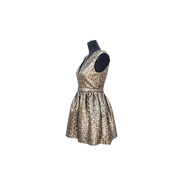 A'gaci Metallic Gold Quilted Fit & Flare Party Dress - Picture 5 of 7